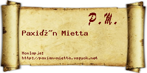 Paxián Mietta névjegykártya